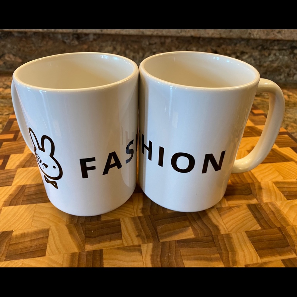 Pair of Coffee/Tea Cups • White w/Rabbit